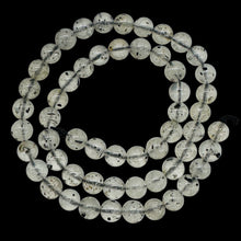 Load image into Gallery viewer, Tourmalinated Quartz Bead Strand |7mm | 15.5&quot; Long | Clear, Black | 56 Beads |
