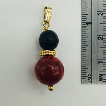 Load image into Gallery viewer, Black Stone Africa Round Bead and Coral 14K Gold Filled Pendant | Black Matte |

