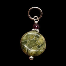 Load image into Gallery viewer, Raintree Rhyolite Jasper Sterling Silver Pendant | 1&quot; Long | Green, Pink |
