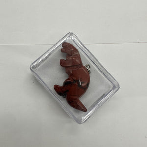 Red Jasper Tyrannosaurus Rex Dinosaur Pendant Necklace | 3/4" Long | Red |