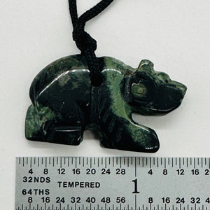 Kambaba Stone Panda Bear Pendant Necklace | 3/4' Long | Green, Black | 1 Pendant