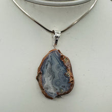 Load image into Gallery viewer, Blue Chalcedony Druzy Sparkling Cave Sterling Silver Pendant | 2"Long |

