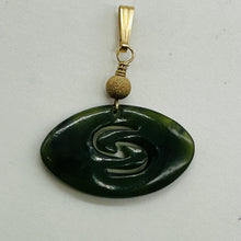 Load image into Gallery viewer, Jade New Zealand Maori Koru 14K Gold Filled Pendant | Green | 1&quot; Long |
