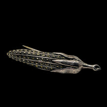 Load image into Gallery viewer, Ear of Corn Marcasite Sterling Silver Pin | 2&quot; Long | Silver | 1 Sweater Pin
