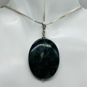 Exotic Kambaba Jasper Oval Sterling Silver Pendant | 2 1/4" Long | 1 Bead |