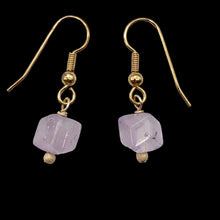 Load image into Gallery viewer, Faceted Cube Lilac Amethyst and 14k Gold Filled Earrings | 1 Inch Long |
