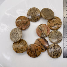 Load image into Gallery viewer, Feldspar Coin Bead Strand | 35x6mm | 11 Beads | Tan Black Red |
