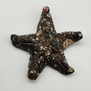 1 Hand Carved Mica Quartz Starfish Bead | 59x54x11mm | Red White and Grey