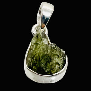 Moldavite 10.99ct Sterling Silver Teardrop Pendant | 1" Long | Green | 1 Pendant