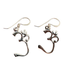 Load image into Gallery viewer, Om Symbol Sterling Silver Earrings | 1 1/4&quot; Long | Silver | 1 Pair |
