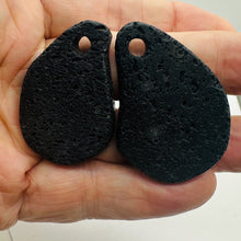 Load image into Gallery viewer, Lava Stone Carved Teardrop Pendant Beads | 52x36x6mm | Black | 2 BeadS |
