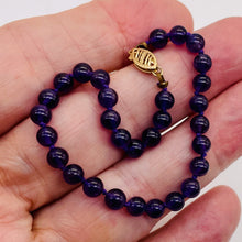 Load image into Gallery viewer, Amethyst 14K Gold Round Bead Bracelet | 7 1/2&quot; | Purple | 1 Bracelet
