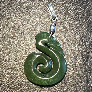 Jade Maori Manaia Sterling Silver Pendant | Green | 1 1/2" Long | 1 Pendant |