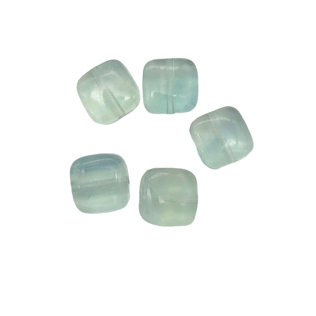 5 Natural Blue / Green Fluorite Square Beads 10483