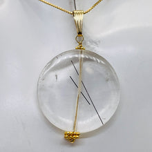 Load image into Gallery viewer, Tourmalinated Quartz Beautiful Round 14K Gold Filled Pendant | 30mm | Disc |
