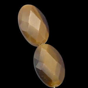 Exotic Perfectly Faceted Tigereye Beads| 24x15x7 | Golden | Oval | 2 beads |