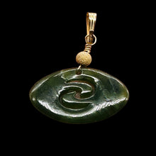 Load image into Gallery viewer, Jade New Zealand Maori Koru 14K Gold Filled Pendant | Green | 1&quot; Long |

