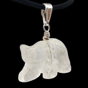 Carved Natural Quartz Bear and Sterling Silver Pendant 509252QZS