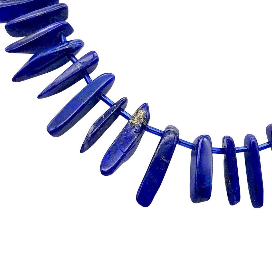 Natural Lapis Lazuli Pendant Bead Strand | 15x3x5mm to 28x4x5mm | 57 Beads |