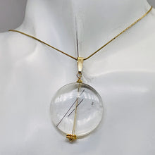 Load image into Gallery viewer, Tourmalinated Quartz Beautiful Round 14K Gold Filled Pendant | 30mm | Disc |
