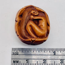 Load image into Gallery viewer, Carved Boxwood Mermaid On Lilypad Ojime/Netsuke Bead | 23x19.5x12mm | Brown
