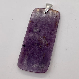 Natural Purple Lepidolite Large Rectangular Sterling Silver Pendant | 2 3/4" |