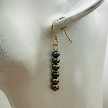 Load image into Gallery viewer, Coppery Rainbow Platinum Freshwater Pearl 14K Gold Filled Earrings 4mm 1.5"
