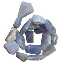 Load image into Gallery viewer, Drusy Blue Chalcedony 100g Quadrilateral Strand| 35x22 to 22x19mm | Blue, White|
