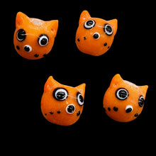Load image into Gallery viewer, Kitty Cat Ceramic Round Beads | 15mm | Orange | 4 Beads |
