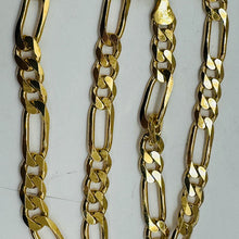 Load image into Gallery viewer, Italian 18K Gold Vermeil Figaro Chain Bracelet 7mm 16" Sterling Silver 25g
