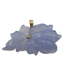 Load image into Gallery viewer, Hand Carved Natural Blue Chalcedony Flower and 14Kgf Pendant | 1&quot; Long |
