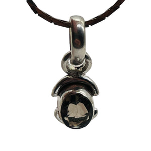 Smoky Quartz Sterling Silver Oval Pendant | 3/4" Long | Smoky | 1 Pendant |