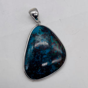 Chrysocolla Sterling Silver Oval Pendant | 2" Long | Blue, Green | 1 Pendant |