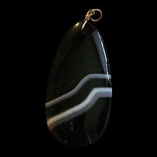 Load image into Gallery viewer, Stunning! Black and White Sardonyx 14Kgf Wire Wrap Pendant | 2 3/4 Inch Long |
