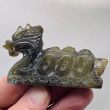 Load image into Gallery viewer, Labradorite Carved Year 2000 Dragon Figurine | 80x45x16mm | Dark Green
