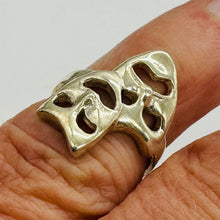 Load image into Gallery viewer, Silver Smiling &amp; Frowning Drama Mask Designer Ring ' Size 6 ' Sterling Silver
