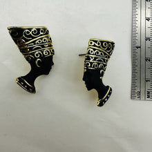 Load image into Gallery viewer, Queen Nefertiti Sterling Silver Stud Earrings 1" Egyptian Jewelry
