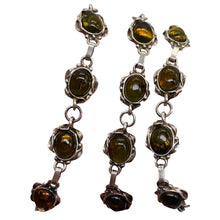 Load image into Gallery viewer, Amber Sterling Silver Bezel Set 8x6mm Stones | 7 1/2&quot; Long | Green | 1 Bracelet|
