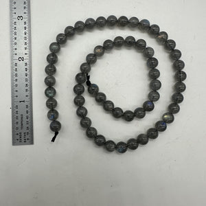 Labradorite AAA Round Bead Strand | 6mm | Gray, Red, Blue Flash | 59/60 Beads |
