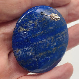 Lapis Lazuli Striped Round Pendant Bead | 50x5mm | Gold Silver | 1 Bead |