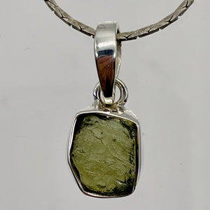 Moldavite 8.54ct Sterling Silver Oval Pendant | 3/4" Long | Green | 1 Pendant |