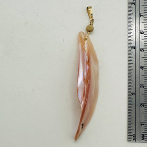 Designer Pink Mussel Shell 14K Gold Filled Pendant | 2 3/4" Long |