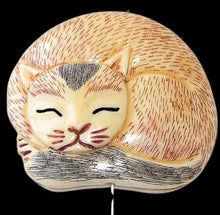 Load image into Gallery viewer, Cozy Cat Scrimshaw Carved Waterbuffalo Bone Bead 4115x
