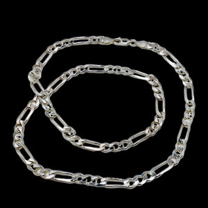 20" Heavy Figaro Sterling Silver Chain Necklace | 7 mm Wide | 30 Grams |