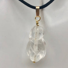 Load image into Gallery viewer, Hand Carved Quartz Female Laughing Buddha Pendant with 14K Gold Findings|1 3/4"|

