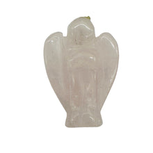 Load image into Gallery viewer, Pink Rose Quartz Angel Pendant Necklace Natural Gemstone 1 1/4 Inch
