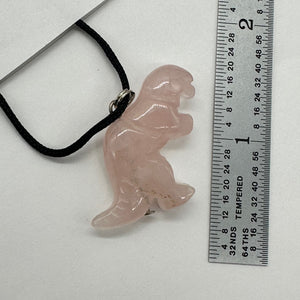 Rose QuartzTyrannosaurus Rex Dinosaur Pendant Necklace | 3/4' Long | Pink |