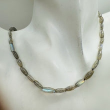 Load image into Gallery viewer, Natural Blue Flash Labradorite Flat Oval Bead Strand 16" 49 Beads Canada
