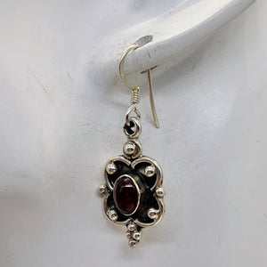 Stellar Red Garnet & 925 Sterling Silver Drop/Dangle Earrings | 1 1/4" Long |