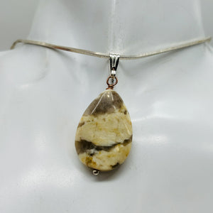Ocean Jasper Teardrop Sterling Silver Pendant | 1 1/2" Long |